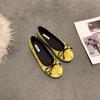 IPPEUM Velvet Ballet Flats Women Black Round Toe Ballerinas Zapatos Mujer Mary Janes Shoes