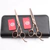 Purple Dragon Professional Bamboo Handle Hair Cutting Scissors Set - 5.5" Straight Shears & 6" Thinning Shears