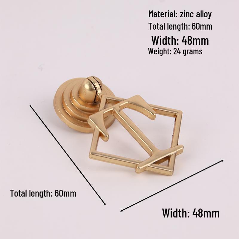 Gold Chinese Style Hidden Ring Handle - Brushed Copper Wardrobe Zinc Alloy