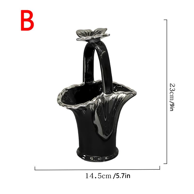 

Ceramic Vase Butterfly Handbag Carrying Basket Flowervase Flowerpot Flower Arrangement Accessories Flower Basket Home Decor чорний