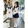Girls' Cotton Patchwork Polo Vest Set - Summer 2026 Collection for Medium & Large Children, Sleeveless Lapel T-Shirt.