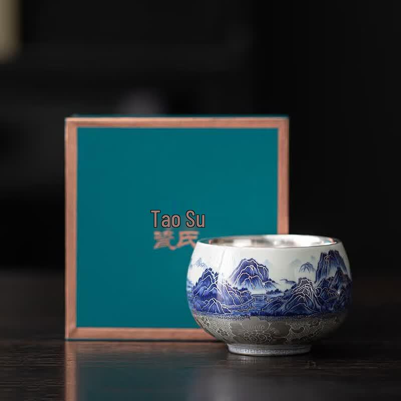 Gilded Ceramic Master Teacup - Qianli Jiangshan Collection