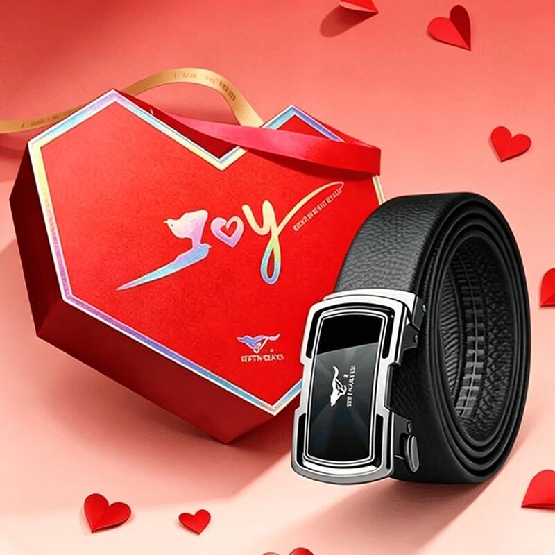 Qipilong Men s Genuine Leather Belt Gift Set 115-120cm