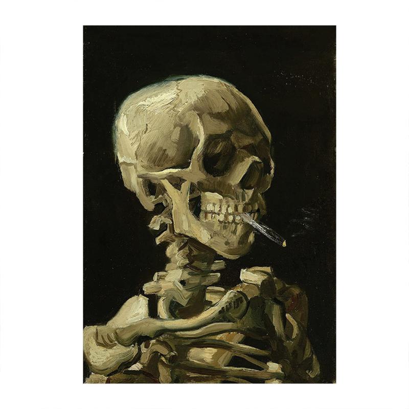 

Modern Style Home Inkjet Painting Smoking Skull Skeleton Canvas Hanging Waterproof Picture 21x30cm