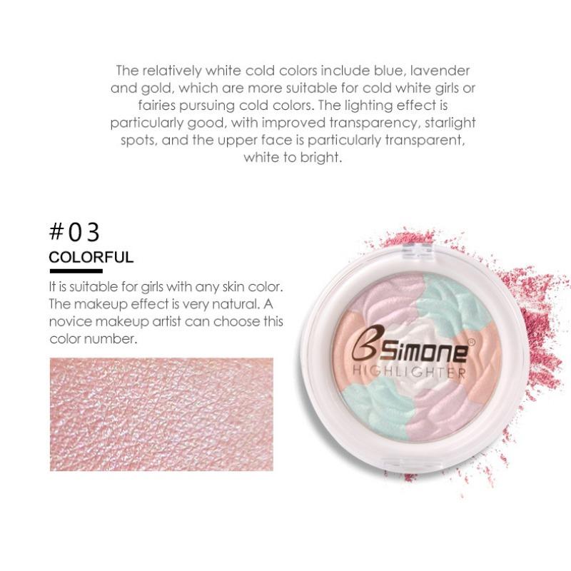 Moda culori mixte Pearl Rose Disc Highlighter Hrănire pentru piele Lumină complementară Iluminare naturală Discuri de iluminare