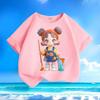 Children's Cartoon Pure Cotton Top, Summer Girls' Casual Loose T-shirt