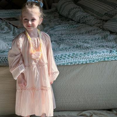 Girls' Spring 2025 Lace Princess Dress: Sweet Long Skirt for Little Girls