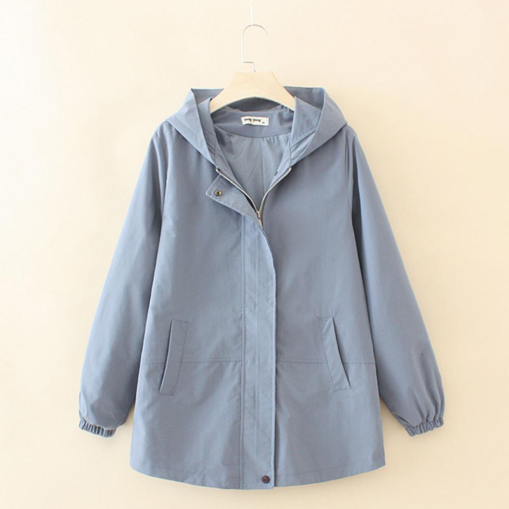 Mode Übergroßer Lockerer Mantel Damen Kapuzenjacken Reißverschluss-Mantel Mittelalterliche Frauen Lässige Oberteile Windjacke Frühling Herbst