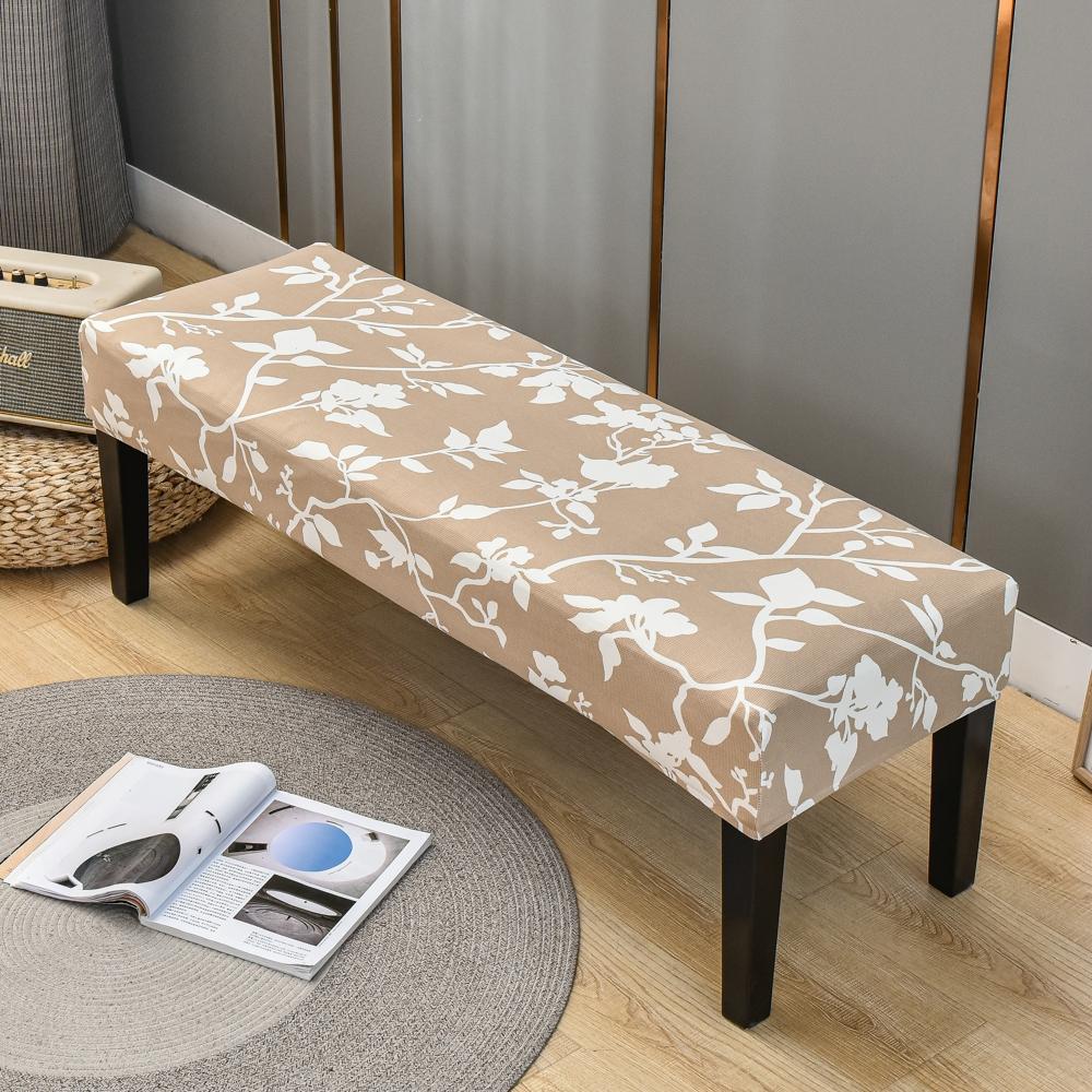 Dining Bench Cover Stretch Upholstered Bench Slipcover Printed Bench Seat Protector Rectangle Bench Covers for Dining Room Bedroom Living Room Kitchen