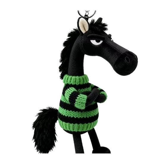 Plush Horse Keychain Soft Cute Cartoon Horse Pendant In Sweater Horse Year Mascot Charm with Keyring for Backpack Handbag Car Keys Decoration