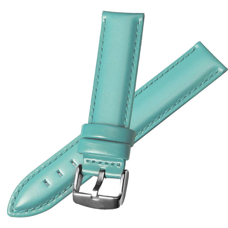 

Leather Watch Strap Soft Color Plain Weave Silver Pin Buckle Watch Unisex Watch Accessories 20mm небесно-голубой