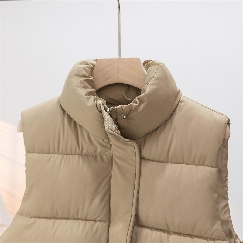 Down Vest for Women Winter Large Pockets High Collar Windproof Warmth Sleeveless Tops Vest Oversize Thickened Casual Vest