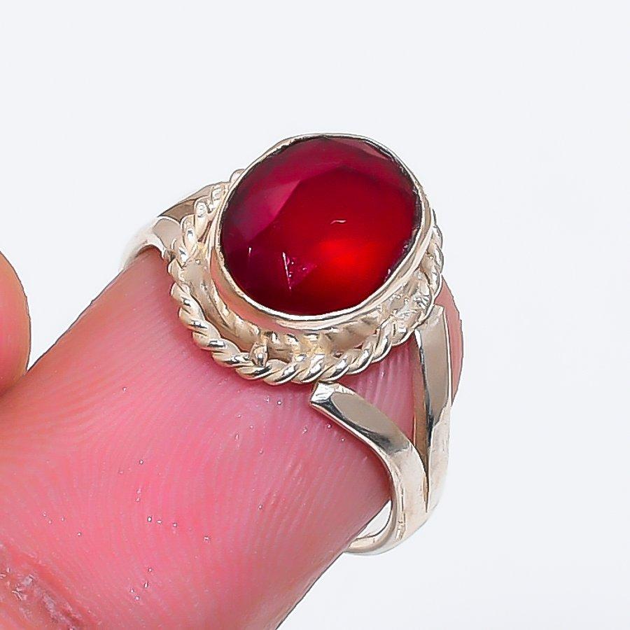 Natural Mozambique Garnet Gemstone 925 Sterling Silver Jewelry Ring Size 5 ZS-1516
