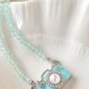 Vintage Camera Pendant Necklace With Crystal Beads 45Cm Adjustable Chain For Women Elegant Collarbone Jewelry Gift