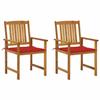 VidaXL Garden Chairs with Cushions 2 Pcs Solid Acacia Wood