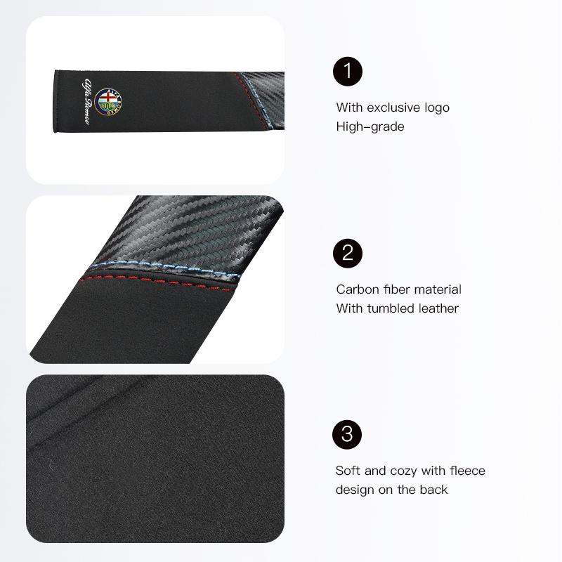 Car Stickers For Alfa Romeo Carbon Fiber Car Seat Belt Shoulder Cover Safety SeatBelt Protection Pad For Alfa Romeo 4C 159 166 S
