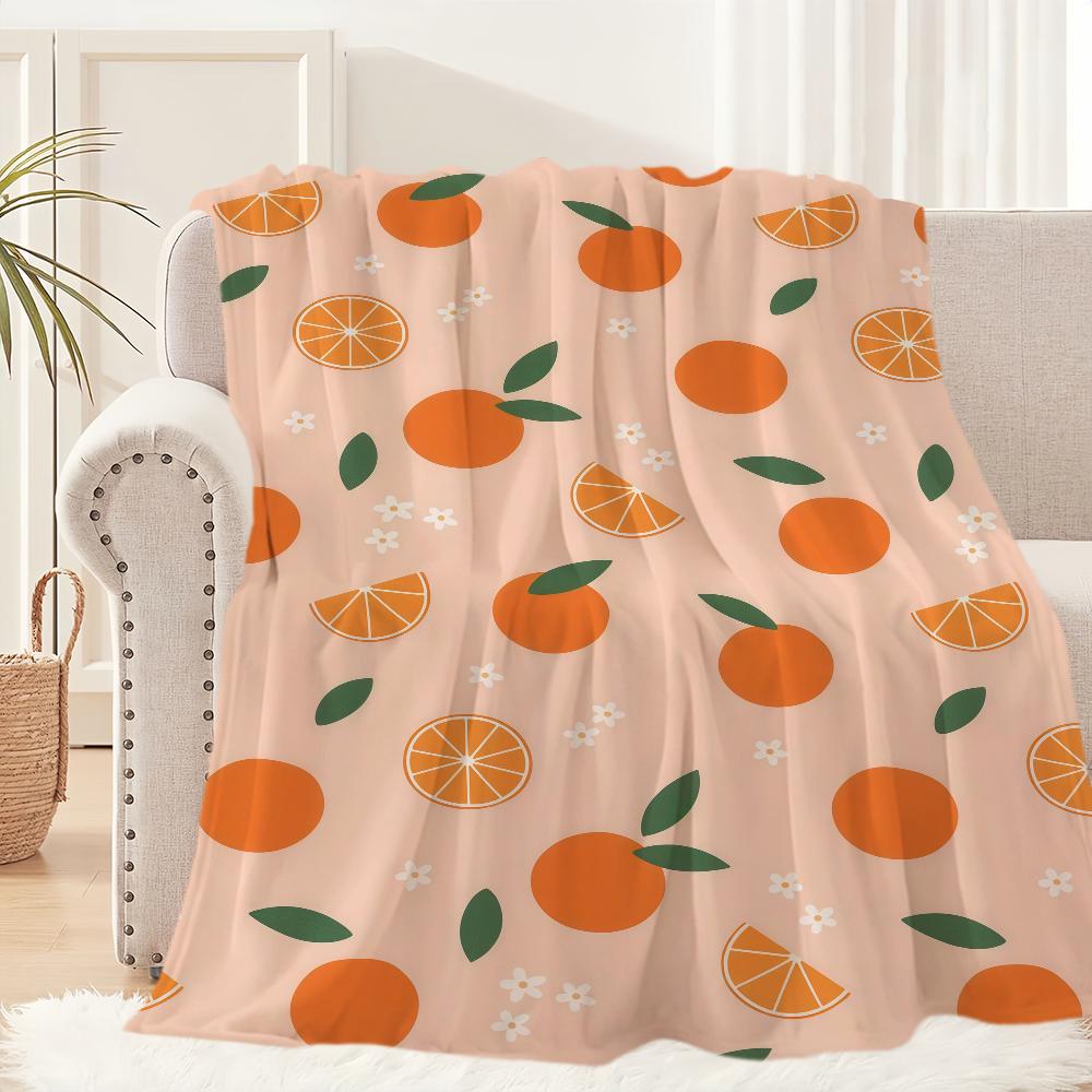 Cute O Oran ge Cartoon Blanket For Soft Throw Blanket for Picnic Bed Sofa Home Bedroom Cozy Warm Comfortable 75x90cm