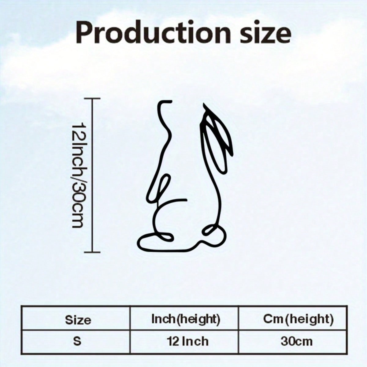 Metal Wall Art Rabbit Sculpture Minimalist Retro Blue Nursery Study Easter Gift TY-101011