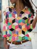 Women's Shirt Blouse Butterfly Gradient Printing Button Long Sleeve Casual Fashion Standing Collar Spring and Autumn Blouse