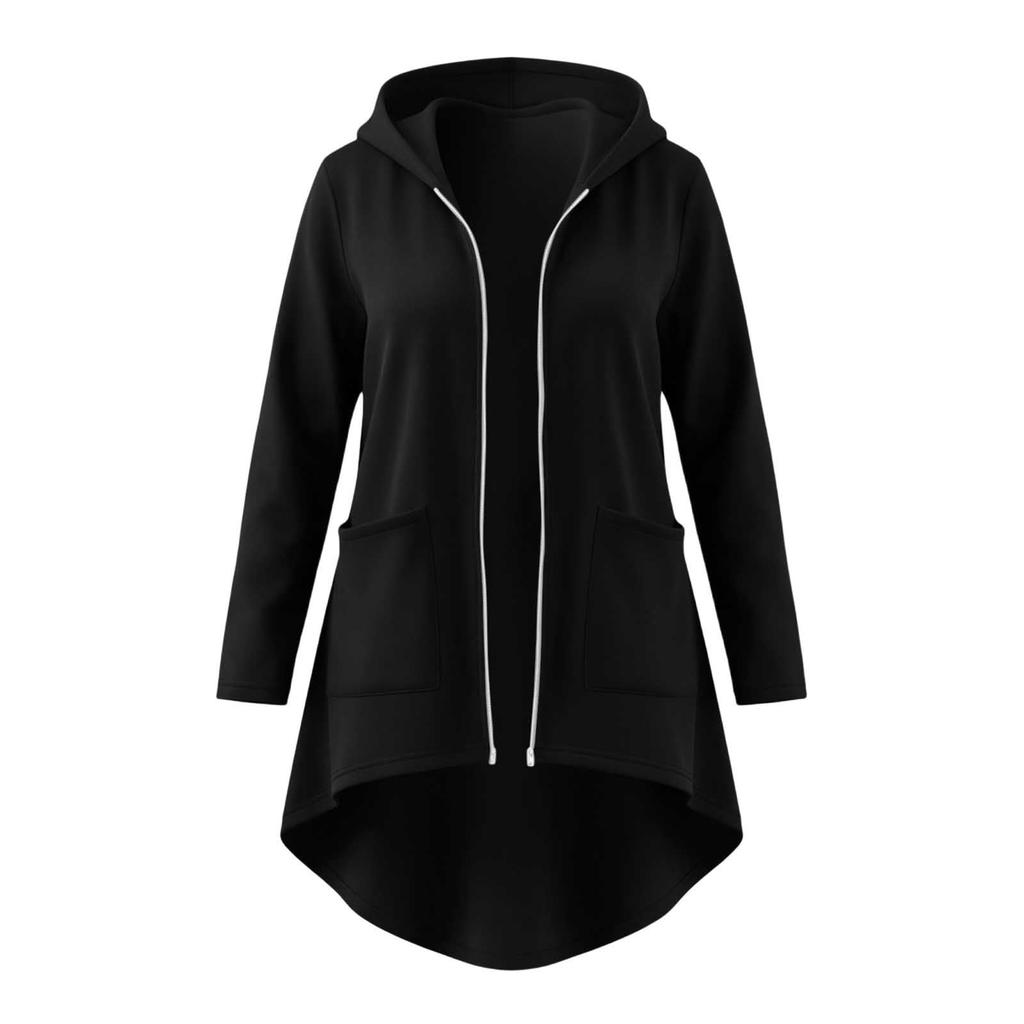 Women's Casual Zip-Up Hoodie Loose Fit Color Long Sleeve Hooded Sweatshirt Jacket