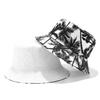 1 Pcs Cotton Summer Fisherman Sun Hat Unisex Double-sided Printing  Black Coconut Tree Outdoor Beach Travel Sunshade Hiking Hat