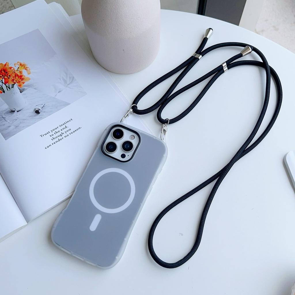 Bonbonfarbene Katzenohr Magnetische Schlanke Taille Handyhülle mit Langem Lanyard für iPhone 17 16 15 14 13 12 11 Pro Max + Plus Hülle