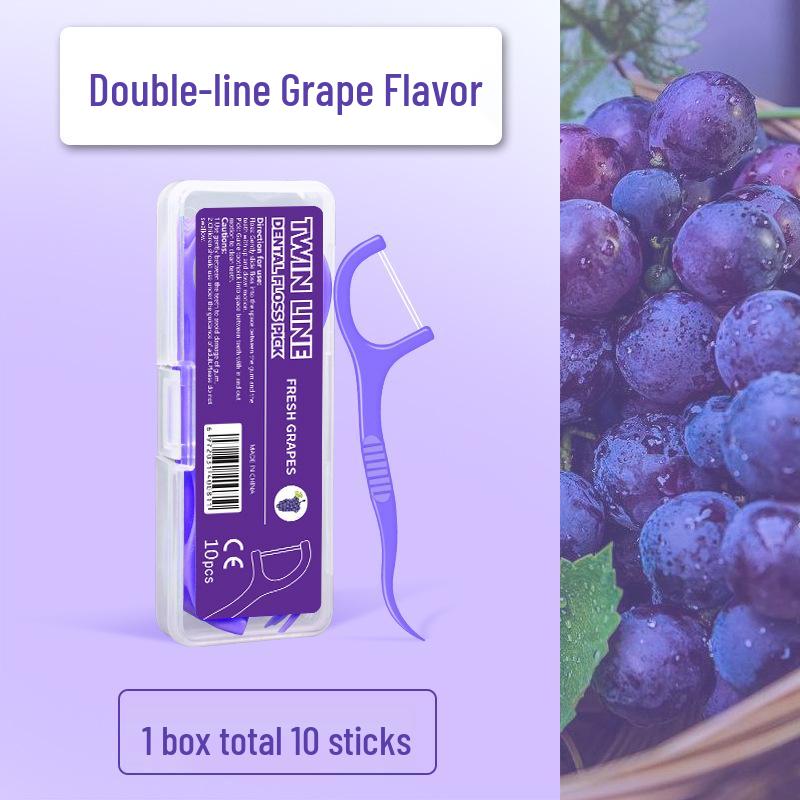 

Ultra-Thin Double-Line Fruit-Flavored Dental Floss Picks - 50 Count Box