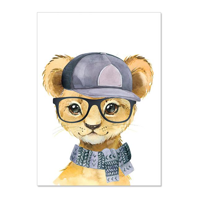 Cartoon Funny Animal Elephant Tiger Monkey Baby Posters And Prints Wall Art Canvas Painting Wall Pictures Kids Room Décor No Frame