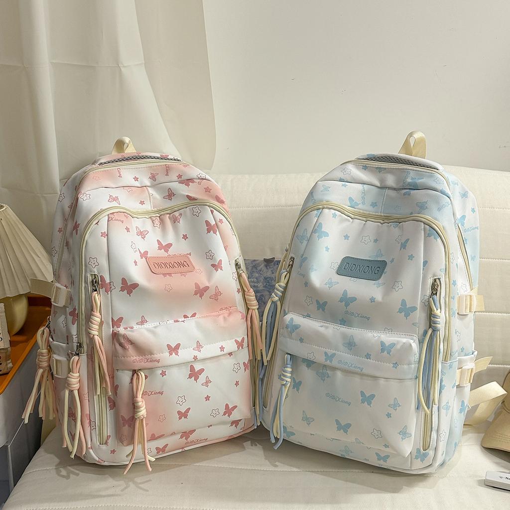 New schoolbag, Japanese INS high-look, fresh, sweet, cute star backpack, lightweight spring outing backpack for middle and high school students