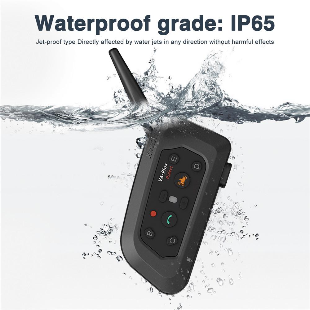 Cuffie per casco moto V6 Plus Interfono wireless Bluetooth5.0 Walkie-Talkie Musica vivavoce Comunicatore interfono 1500M per 6 ciclisti Doppio microfono