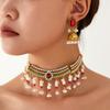 Böhmisches Retro-Halsketten- und Ohrring-Set, Leichter Geometrischer Schmuck für Damen