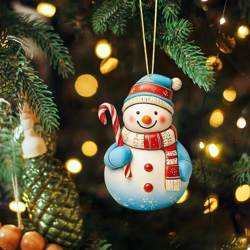 2D Acrylic Flat Christmas Snowman Hanging Pendants Xmas Tree Merry Christmas Decor  Happy New Year Kids Gifts 2D Acrylic Flat