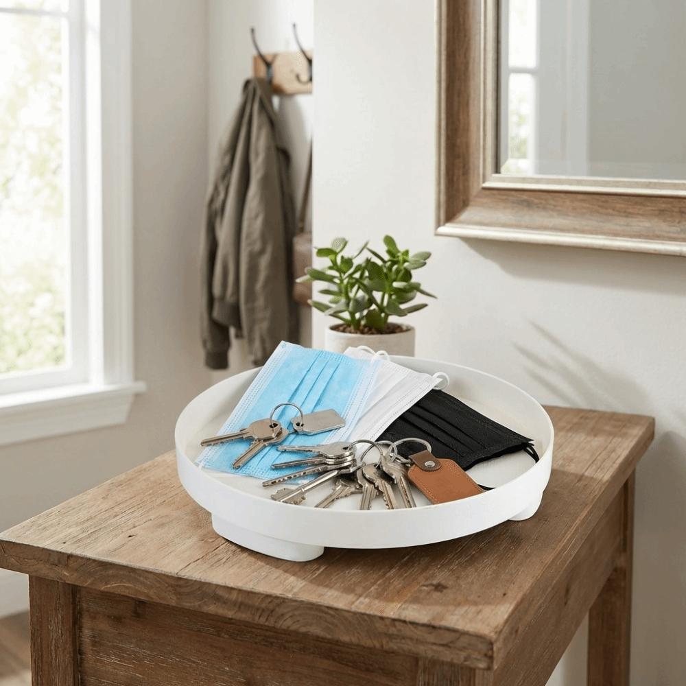 Nordic Style Round Storage Tray Plastic Simple Jewelry Display Tray Multi-purpose Minimalist Desktop Sundries Organizer