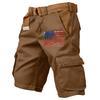 Men's independent day print outdoor casual patchwork pocket work pants sports shorts