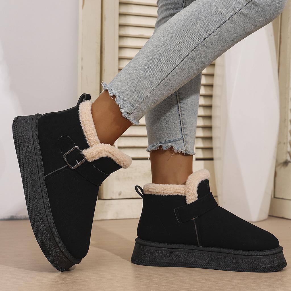 Winter Platform Cotton Shoes 2025 Medium-top Fleece Boots Versatile Niche Women's Snow Boots Warm Shoes