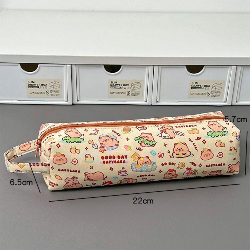 

Canvas Capybara Pencil Pouch Durable Cartoon Pencil Bag Large Capacity Pencil Bag Cosmetic Bag style 1