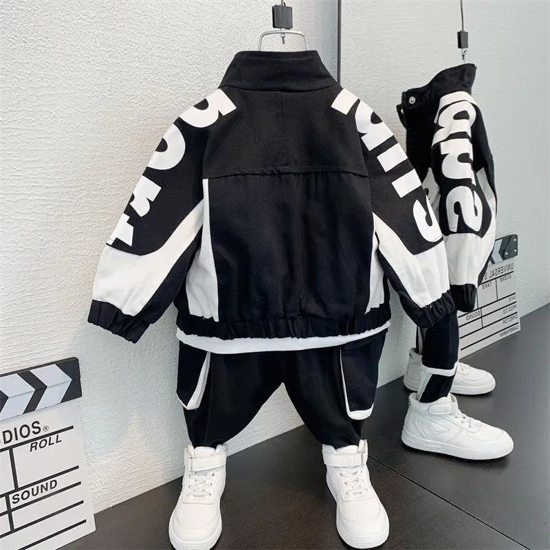 Boys' Spring Personalized Casual Suit Long-sleeved Button Jacket + Pants Two-piece Set