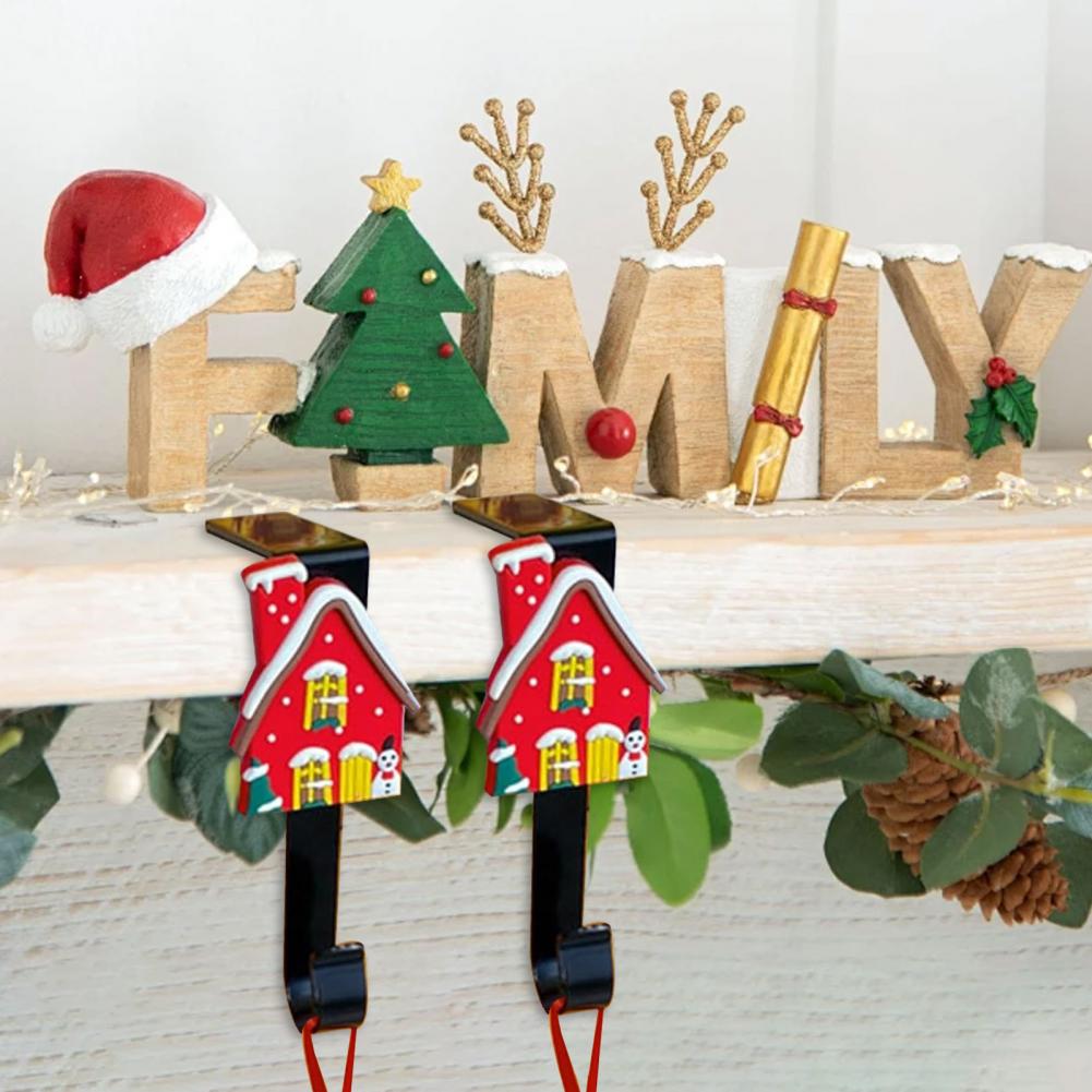 4 Pcs Christmas Stocking Hooks Metal L Shaped Stocking Hooks Mantel Hook for Xmas Wreaths Stockings Balls Navidad 2025