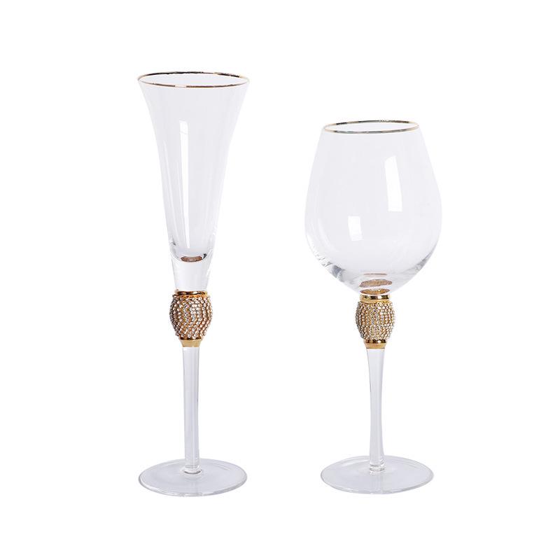 Set di Bicchieri di Cristallo Borosilicato con Strass Phnom Penh: Bicchieri da Cocktail e Champagne, Calici da Vino Rosso