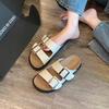 Birkencool Slippers Women'S Summer New Versatile Flat Bottom One Word With Square Buckle Thick Bottom Beach Birkencool Slippers
