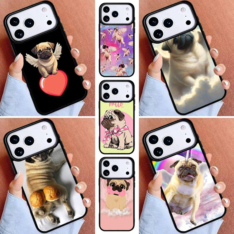 Angel Pug Phone Case for iPhone 16e 15 14 13 12 17 Pro Max Plus Air 17pro Cover Coque