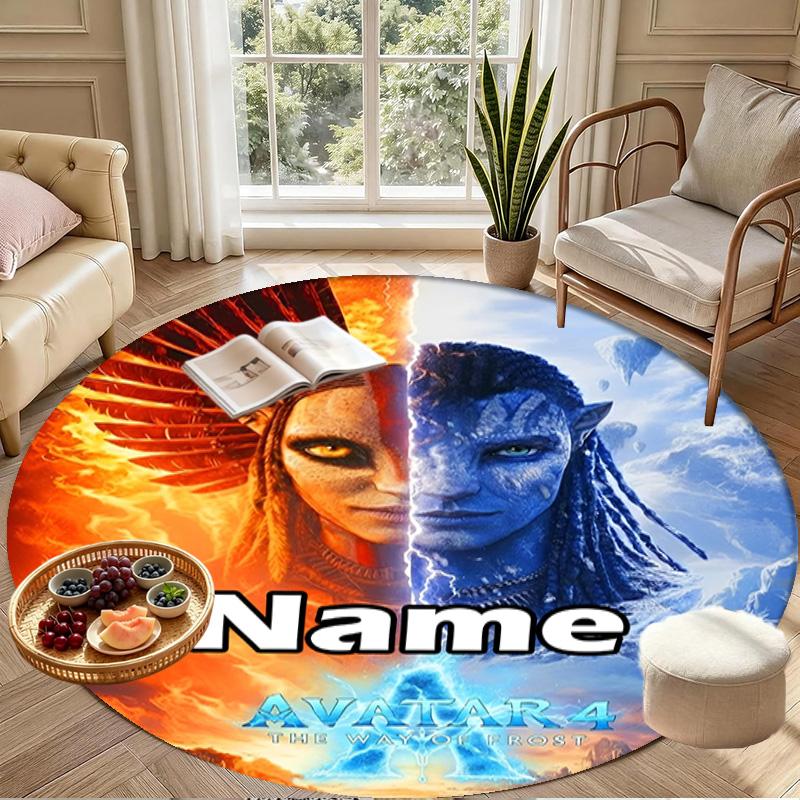 Custom Name Personalized Avatar Print Round Rug, Versatile Home Decor Carpet, for Playroom, Apartment, Balcony, Entryway, Hallway Gift