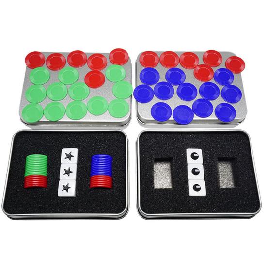 Left Right Center Dice Game Set with 3 Dices 36 Chips Aluminum Box Packaging Gaming Dice Accessories for Multiplayer Entertainment
