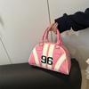 Sac à Bandoulière Rayé Color Block en Similicuir pour Femme Été Nouveau Sac de Soirée Semi-Cercle Sac à Main Sacoche Bowler Tendance