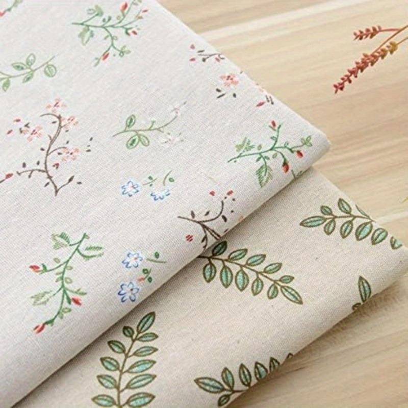 1PC Cotton Linen Blend Fabric Floral Printed Decorative Fabric for DIY Projects and Tablecloth Making Color Gardenia