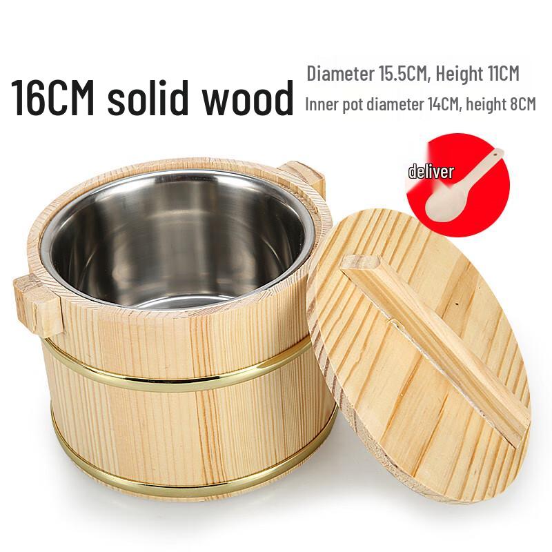 HOCUF Eco-Friendly Wooden Rice Bucket