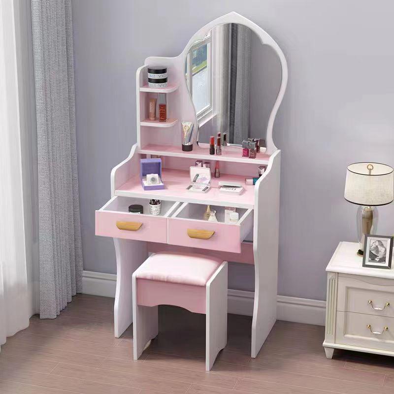 Compact Modern Makeup Dressing Table with Sliding Mirror and Integrated Storage