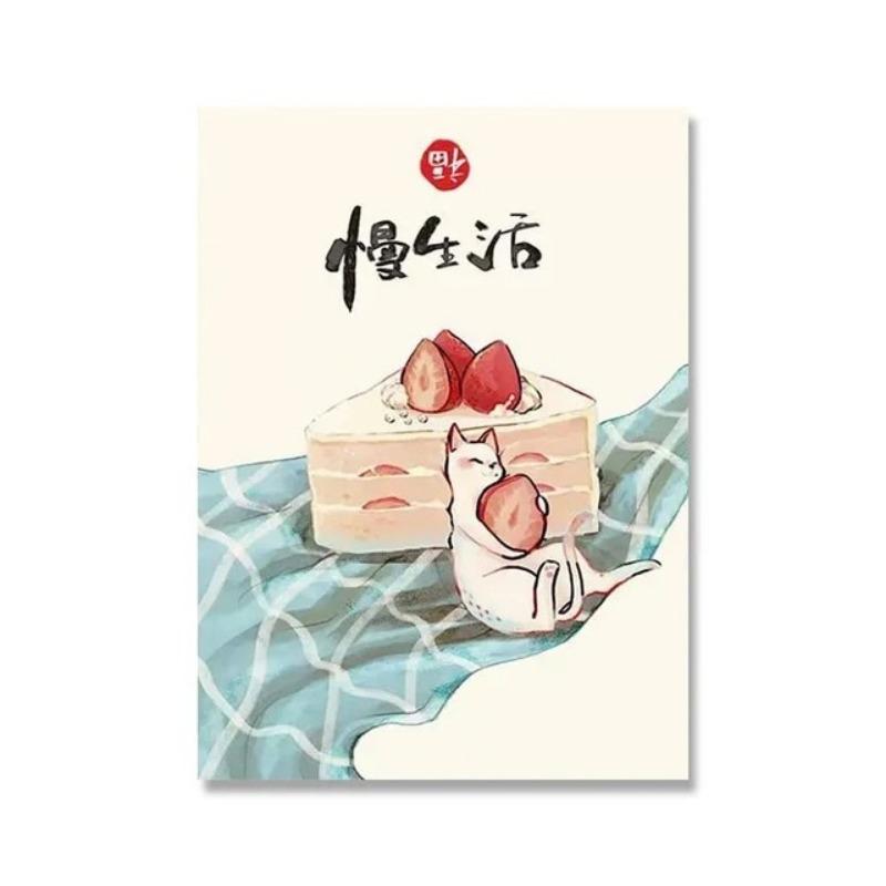 Chinese Style Food Cats Quotes Posters Prints Oriental Kitchen Anime Art Wall Pictures Home Restaurant Decor Canvas Paintings