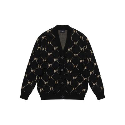 MLB Monogramm New York Yankees FW24 Logo Rautenmuster V-Ausschnitt Pullover Doppellagig Gestrickt Langarm Woll Cardigan Unisex Pullover 3AKCM0144-50BKS