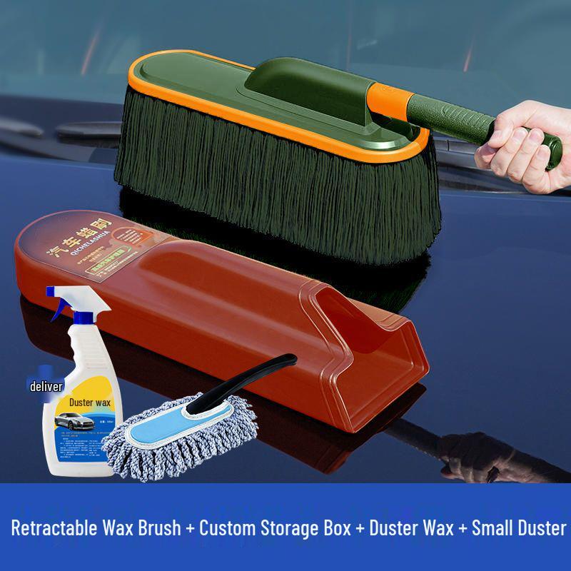 Car Dust and Snow Cleaning Brush with Retractable Rod